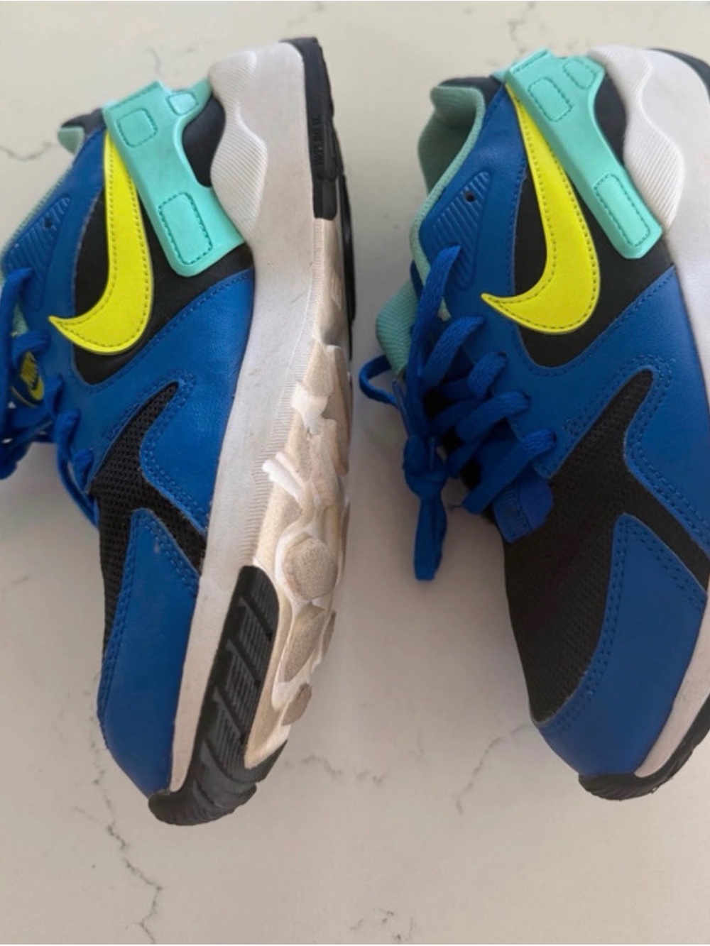 Nike Kids Blue & Neon Yellow Athletic Sneakers with Teal Accents